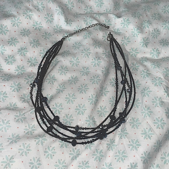 Blue black and silver combined necklace - Picture 1 of 3
